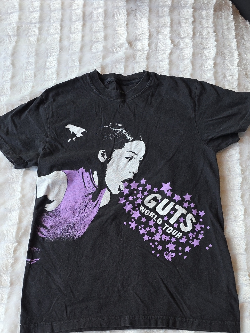 Black Short Sleeve 'GUTS World Tour' Graphic Tee with Purple Accents